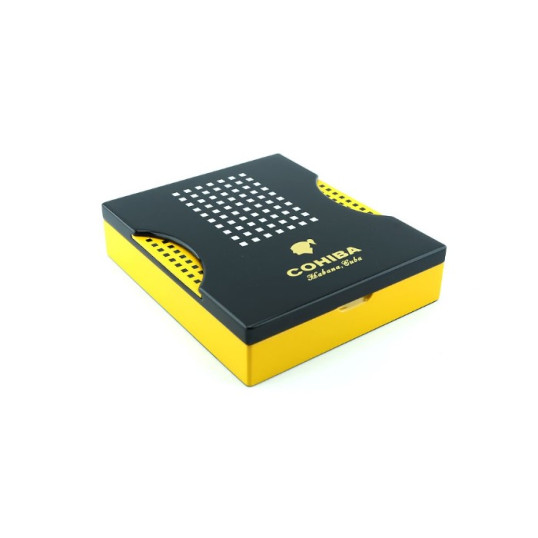 Cohiba cédrus fával bélelt utazó humidor 5-6 szál szivar részére-fekete és sárga