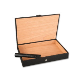 Columbus utazó humidor 8–10 szál részére, fekete, bőr borítással