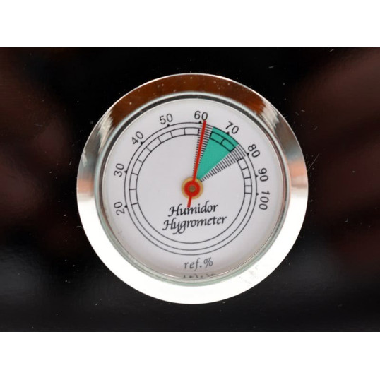 Angelo utazó humidor - cédrusfa szivartartó doboz, párásítóval és külső hygrométerrel, fekete (20x11cm)