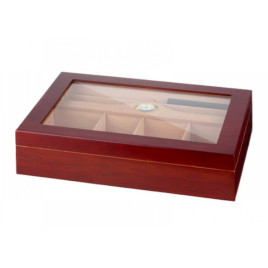 Angelo gasztro humidor 80-100 szál szivar részére, matt cseresznye színű, üvegtető, cédrusfa belső, párásító, analóg hygrométer - OUTLET-1