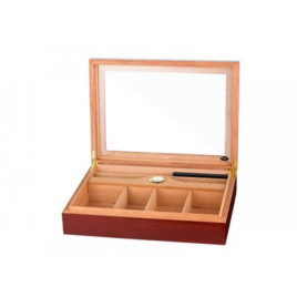 Angelo gasztro humidor 80-100 szál szivar részére, matt cseresznye színű, üvegtető, cédrusfa belső, párásító, analóg hygrométer - OUTLET-3