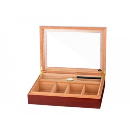 Angelo gasztro humidor 80-100 szál szivar részére, matt cseresznye színű, üvegtető, cédrusfa belső, párásító, analóg hygrométer - OUTLET-3