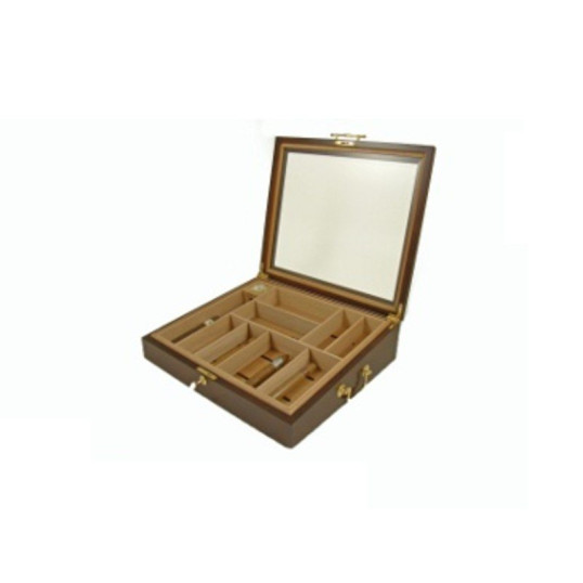 Angelo gastrohumidor 80-100 szálas szivardoboz, cédrusfa szivartartó doboz, üvegtető, párásító - Vörösesbarna színű