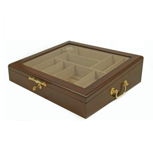 Angelo gastrohumidor 80-100 szálas szivardoboz, cédrusfa szivartartó doboz, üvegtető, párásító - Vörösesbarna színű