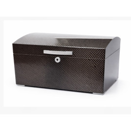 Angelo carbon borítású humidor, magasfényű kivitelben, párásítóval és hygrométerrel – akár 100–120 db Corona méretű szivar tárolására - OUTLET-1