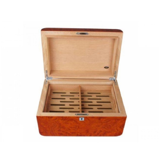 Angelo humidor 75 szál szivar részére, barna színű gyökérfa mintával és cédrusfa belsővel - OUTLET