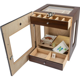 Passatore humidor, diófa színű szivar szekrény - körbe üveges, kb 150-180 szál szivarnak