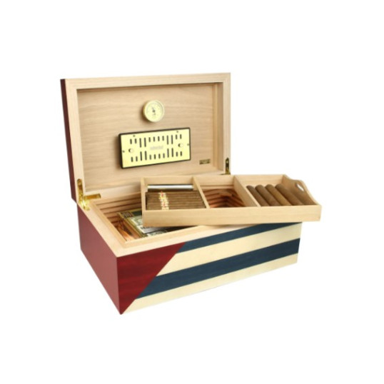 Adorini Cuba Te Amo Grande Deluxe humidor kubai zászló mintás szivardoboz, kivehető tálcával - 150 szál szivar részére