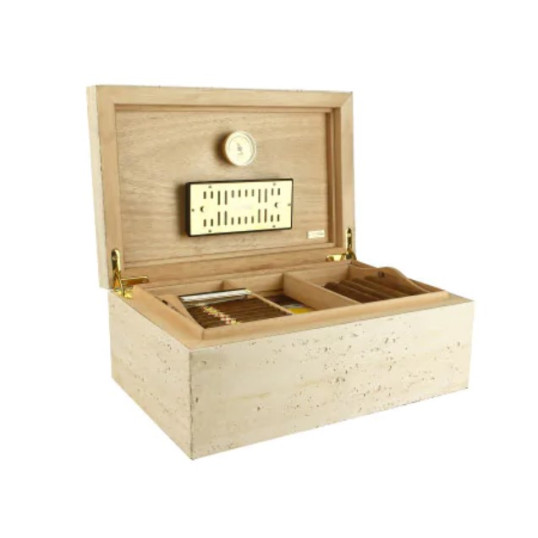 Adorini  "Concrete" Grande Deluxe, matt bézs színű Humidor szivardoboz, beton felületű - 150 szál szivar részére