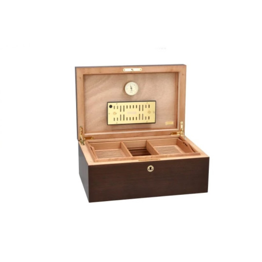 Adorini Humidor Wenge Specially Selected Grandee, cédrusfa belső, 150 szál szivar számára, aranybevonatú zsanérokkal, kiegészítőkkel