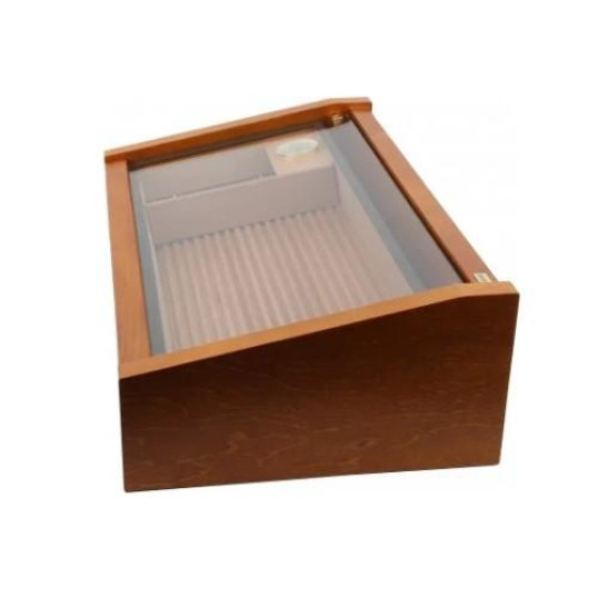Adorini Vega Deluxe üvegtetejű spanyol cédrusfa humidor, mahagóni barna - kb. 70 - 75 szál szivarnak