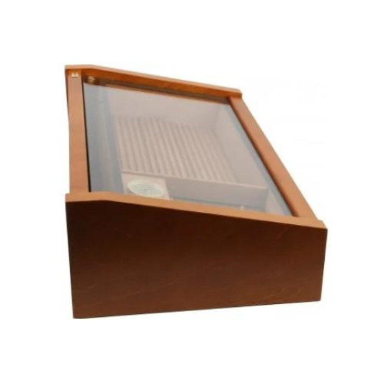 Adorini Vega Deluxe üvegtetejű spanyol cédrusfa humidor, mahagóni barna - kb. 70 - 75 szál szivarnak