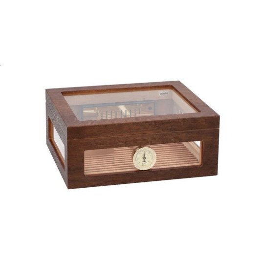 Körbe üveges Adorini Treviso Walnut M Deluxe humidor diófa borítással 75 szál Corona szivar számára, külső páratartalom mérővel