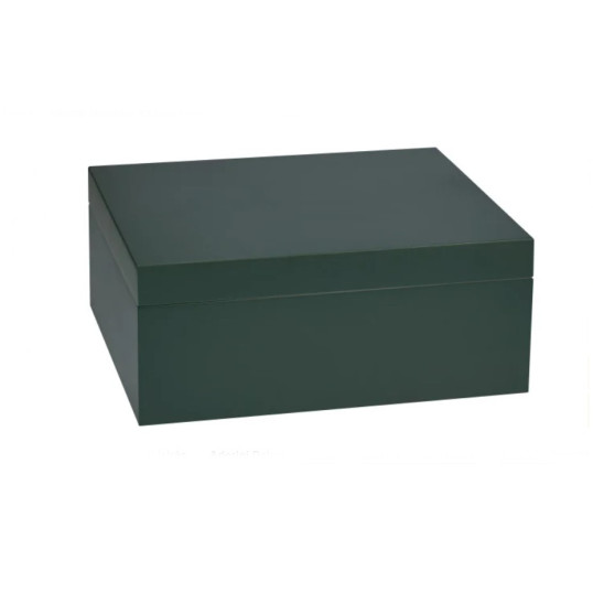 Adorini Humidor Medium Deluxe Imperial Green, cédrusfa belső, matt zöld színű lakkozott felület, 75 szál szivar számára, kiegészítőkkel