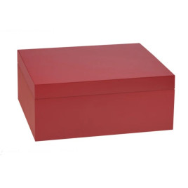 Adorini Humidor Medium Deluxe Bordeaux, cédrusfa belső, matt piros színű lakkozott felület, 75 szál szivar számára, kiegészítőkkel