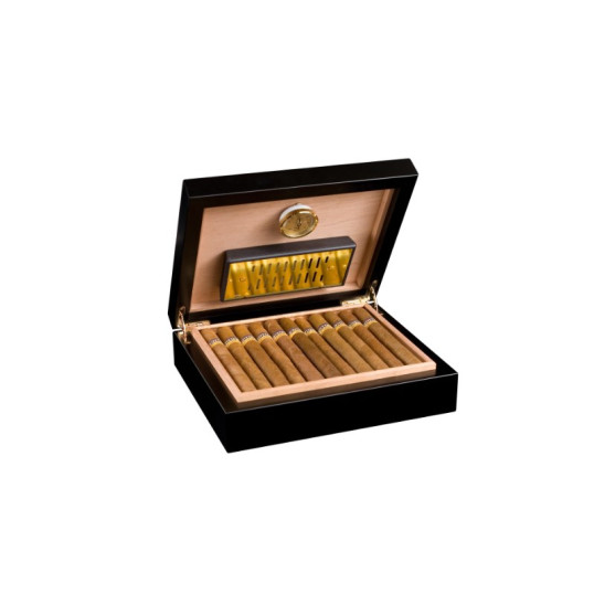 Adorini Torino Deluxe Humidor spanyol cédrusfából lakozott matt fekete 30 szál szivar részére