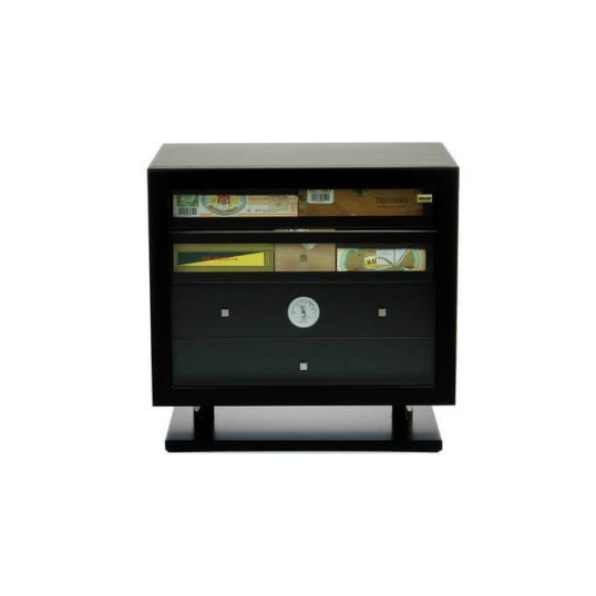  Adorini Humidor Varese Deluxe fekete lakozott - kihúzható fiókos cédrusfa szivar szekrény, akár 500 szál szivar számára