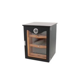 Angelo matt fekete színű üvegajtós szivar tároló szekrény 60-90 szál szivarnak, cédrusfa belsővel, digitális hygrométerrel, LED világítással