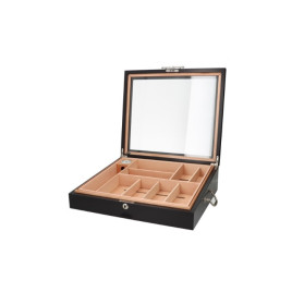 Angelo gastrohumidor 80-100 szálas szivardoboz, cédrusfa szivartartó doboz, üvegtető, párásító - Matt fekete színű