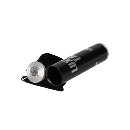 Angelo márkájú szivartároló henger, párásítóval és külső páratartalom mérővel - Fekete színű