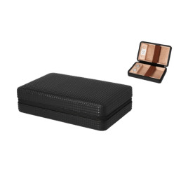 Angelo gyémánt mintás utazó humidor 5–10 szivarhoz, cédrusfa belsővel, hygrométerrel és szivarvágóval – fekete