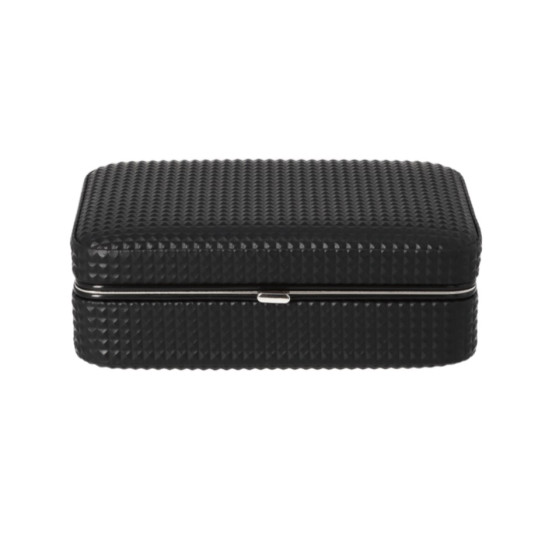 Angelo gyémánt mintás utazó humidor 4 szivarhoz, cédrusfa belsővel és szivarvágóval – fekete