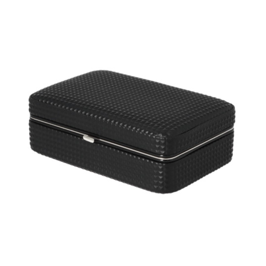 Angelo gyémánt mintás utazó humidor 4 szivarhoz, cédrusfa belsővel és szivarvágóval – fekete