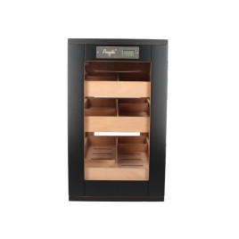 Angelo matt fekete, üveges, szivar tároló szekrény 100-150 szál szivarnak, cédrusfa belsővel, digitális higrométerrel
