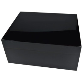 Angelo humidor 60-70 szál szivar részére fekete színű lakkozott szivar tároló doboz, párásítóval és hygrométerrel