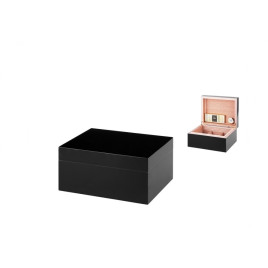 Angelo humidor 60-70 szál szivar részére fekete színű lakkozott szivar tároló doboz, párásítóval és hygrométerrel