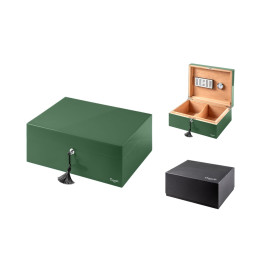 Caseti Humidor Paris, zöld, magasfényű lakkozású humidor, cédrusfa belsővel, 100-120 szivar részére-OUTLET