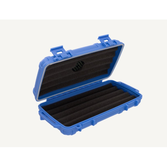 Cigar Caddy Blue kis méretű utazó humidor 5 szál szivar részére, kézre akasztható pánttal - kék