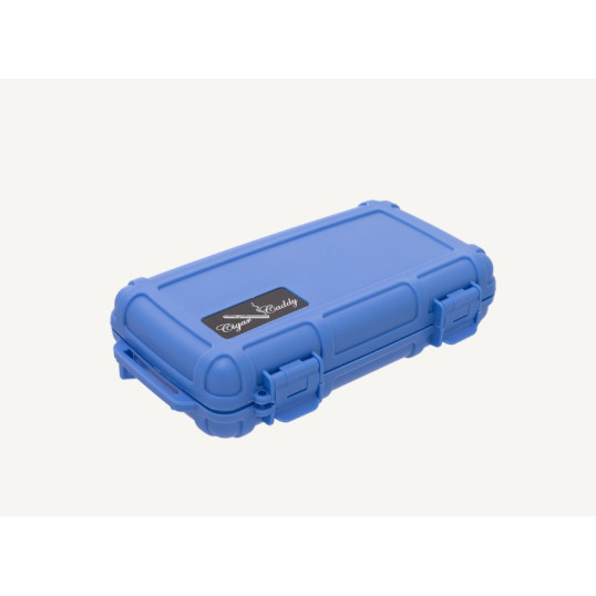 Cigar Caddy Blue kis méretű utazó humidor 5 szál szivar részére, kézre akasztható pánttal - kék