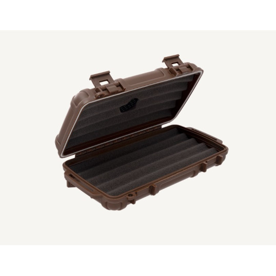 Cigar Caddy Brown kis méretű utazó humidor 5 szál szivar részére, kézre akasztható pánttal - barna