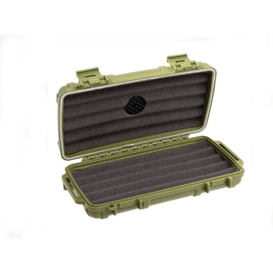 Cigar Caddy Blue kis méretű utazó humidor 5 szál szivar részére, kézre akasztható pánttal - zöld