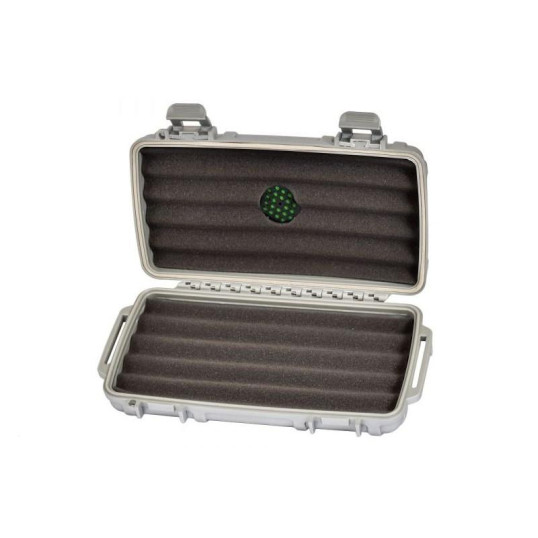 Cigar Caddy Silver kis méretű utazó humidor 5 szál szivar részére, kézre akasztható pánttal - ezüst