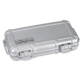 Cigar Caddy Silver kis méretű utazó humidor 5 szál szivar részére, kézre akasztható pánttal - ezüst