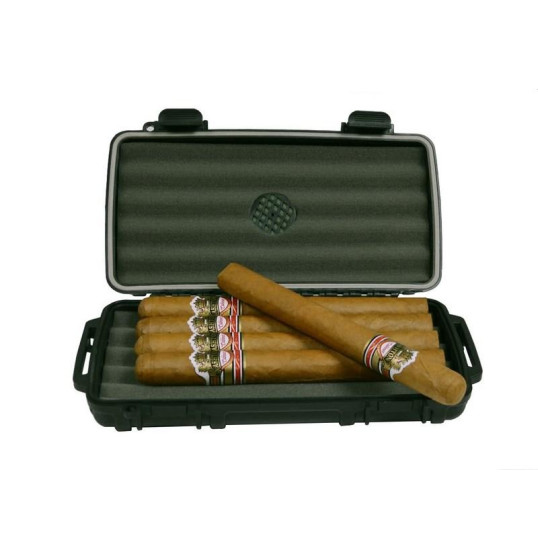 Cigar Caddy Black kis méretű utazó humidor 5 szál szivar részére, kézre akasztható pánttal - fekete