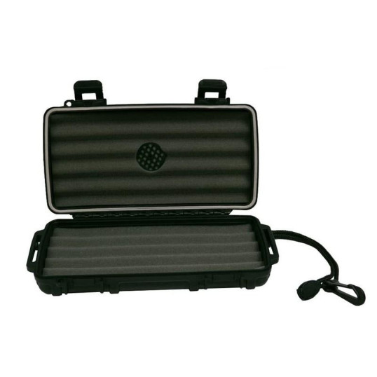Cigar Caddy Black kis méretű utazó humidor 5 szál szivar részére, kézre akasztható pánttal - fekete