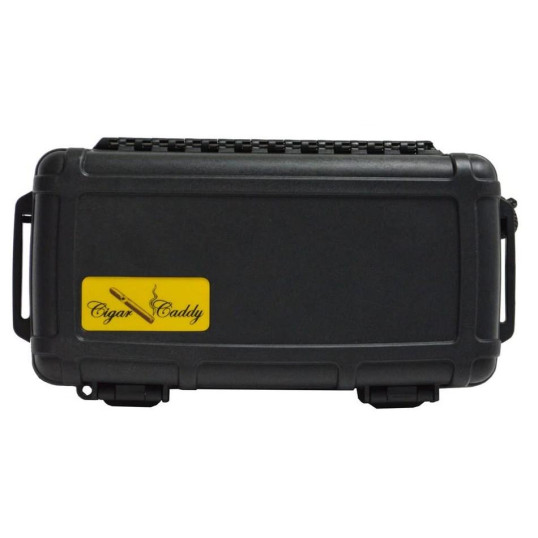 Cigar Caddy Black kis méretű utazó humidor 5 szál szivar részére, kézre akasztható pánttal - fekete