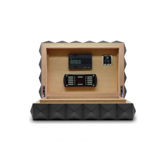 Colibri Quasar humidor 45-50 szál szivar számára, matt fekete színű digitális hygrométerrel - Daniel Marshall Edition