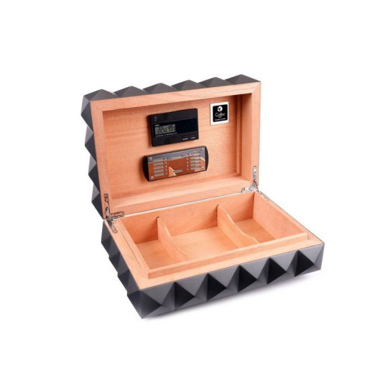 Colibri Quasar humidor 45-50 szál szivar számára, matt szürke színű digitális hygrométerrel - Daniel Marshall Edition