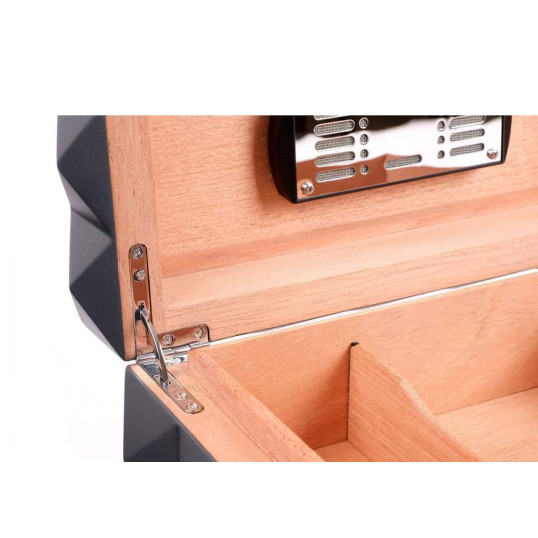 Colibri Quasar humidor 45-50 szál szivar számára, matt szürke színű digitális hygrométerrel - Daniel Marshall Edition