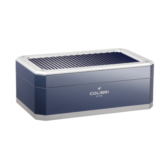 Colibri Rally Navy Blue humidor 100-125 szál szivar számára digitális hygrométerrel 
