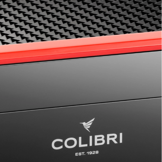 Colibri Rally Black and Red humidor 100-125 szál szivar számára digitális hygrométerrel 