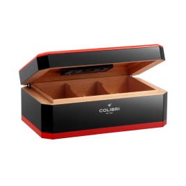 Colibri Rally Black and Red humidor 100-125 szál szivar számára digitális hygrométerrel 