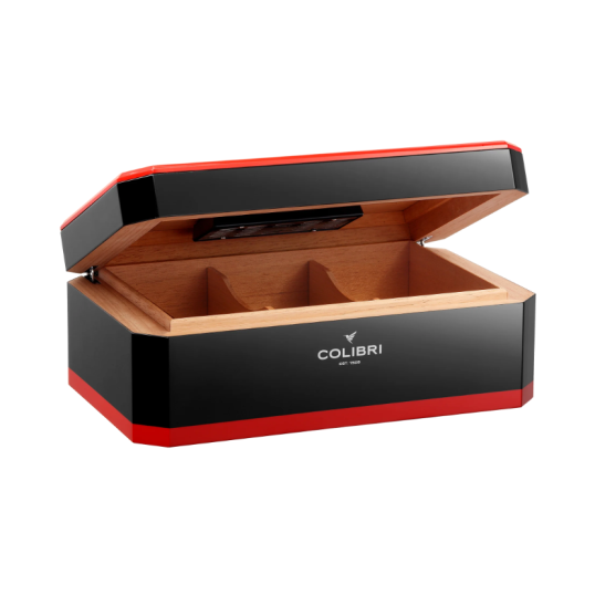 Colibri Rally Black and Red humidor 100-125 szál szivar számára digitális hygrométerrel 