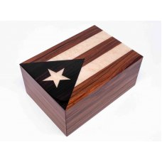 Gentili Humidor - Intarsio Bandiera Cubana - lakozott spanyol cédrusfa szivar tároló, Kubai zászló faberakással - 40-50 szál szivar részére