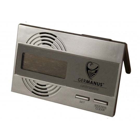 Germanus Humidor,barna, faerezetű, három oldalán és a tetején üveges, kb. 100 szál szivar részére, cédrusfa belsővel, párásítóval, higrométerrel