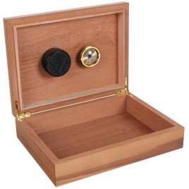 Almafa borítású cédrusfa humidor 20 szál szivar számára szivacsos párásítóval analóg páratartalom mérővel - Padonio